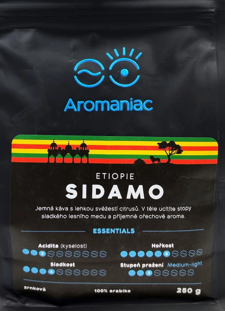 Káva Etiopie Sidamo - zrnková