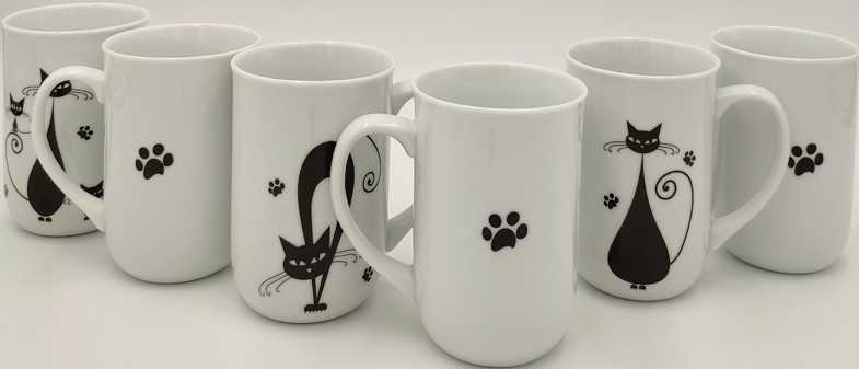 Hrnky s kočkou - 6 kusů