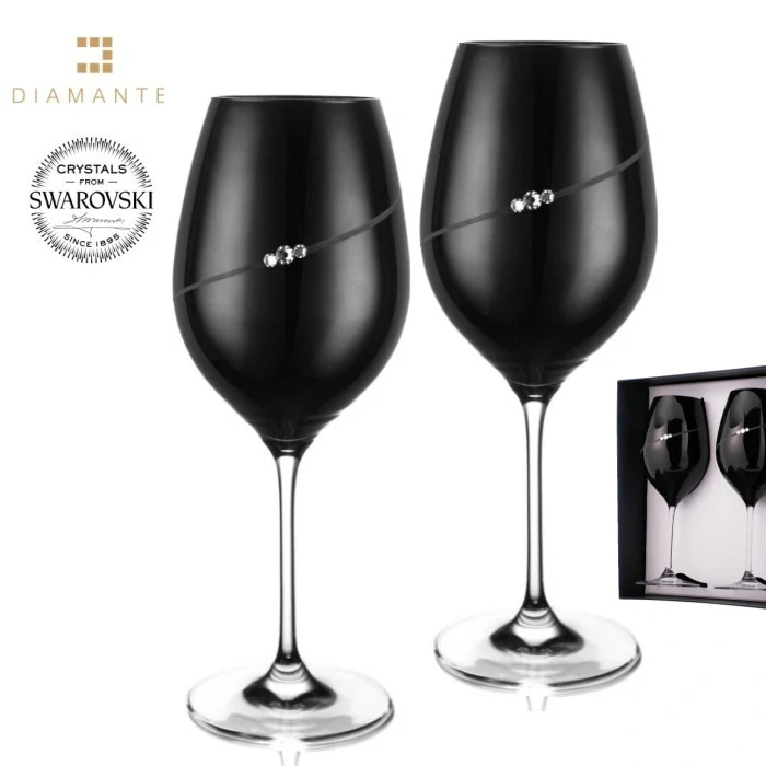 Skleničky na červené víno Black - Diamante