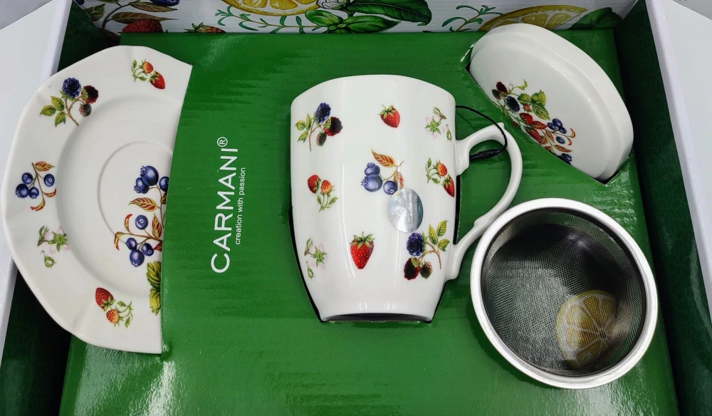 Hrnek na bylinky se sítkem a víčkem Carmani