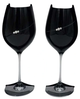 Skleničky na červené víno Black - Diamante